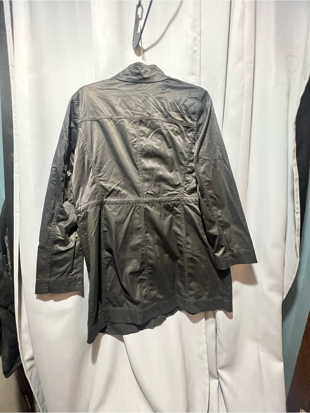 Eileen Fisher Petite Charcoal Drawstring Utility Anorak Zip Front PL - Picture 7 of 10